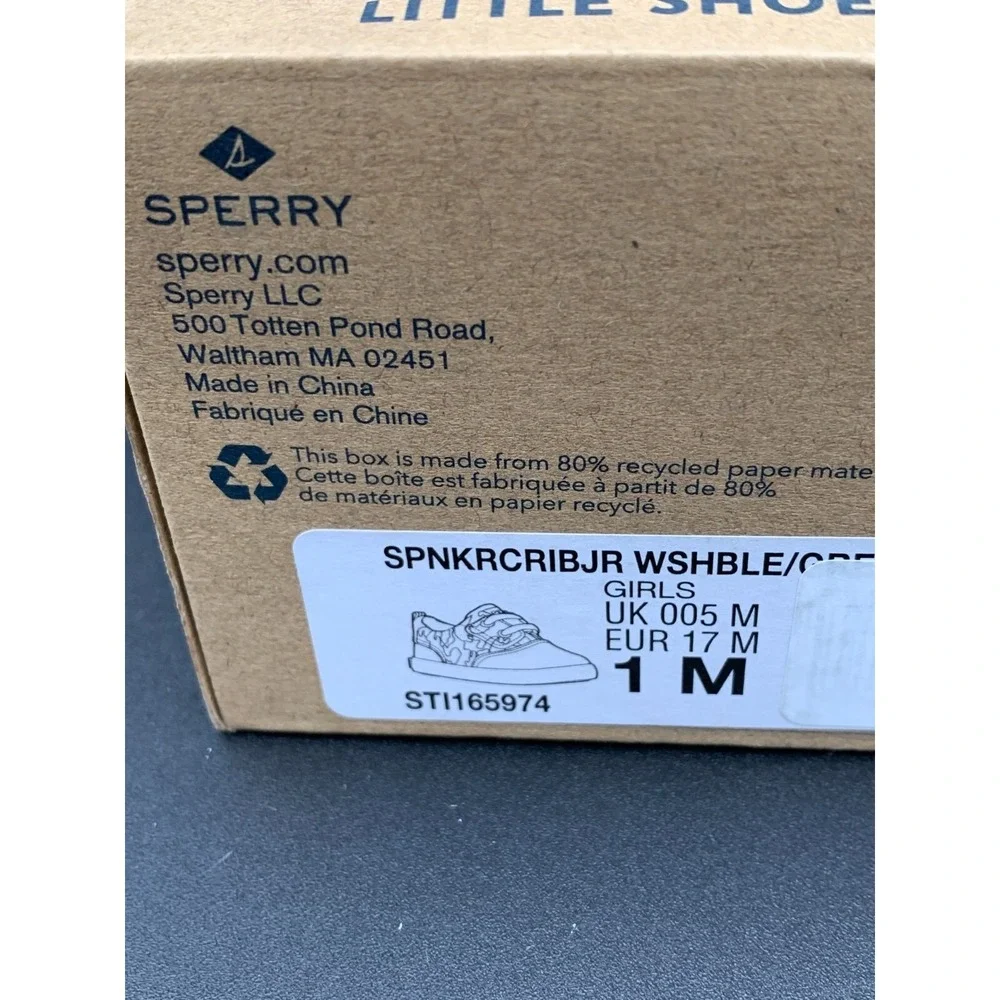 Sperry Baby Spinnaker‎ Crib Jr Washable Sneaker Grey Pink Teal Stripe Size 1M